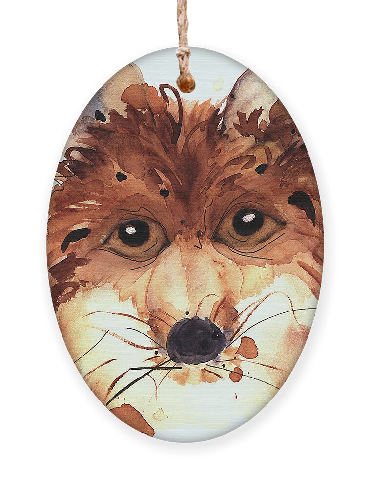 Fox Ornament featuring the painting Foxy by Dawn Derman