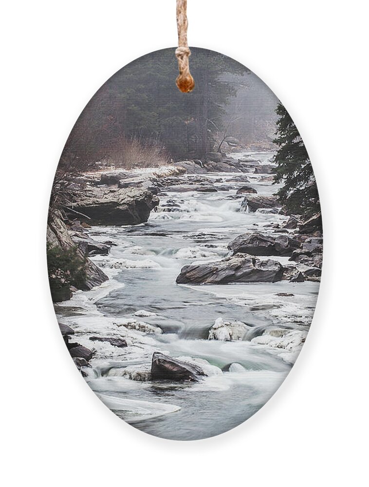 Frozen River Ornament featuring the photograph From the Misty Mountains by Jim Garrison