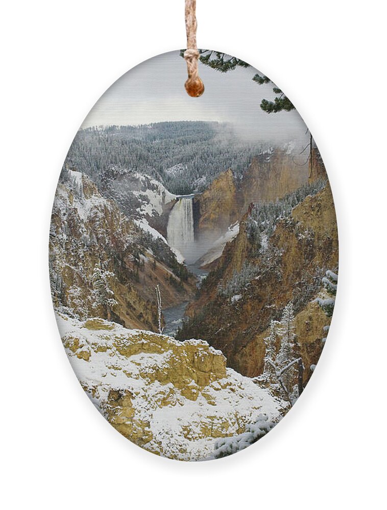 Yellowstone Ornament featuring the photograph Frosted Canyon by Steve Stuller