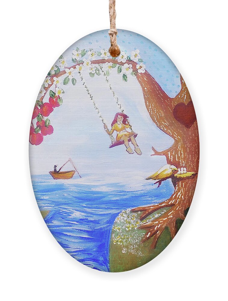 Jennifer Page Ornament featuring the painting Fruitful by Jennifer Page