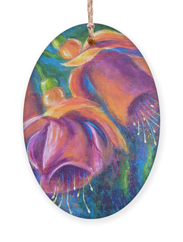 Fuchsia Ornament featuring the painting Fuchsia by Amelie Simmons