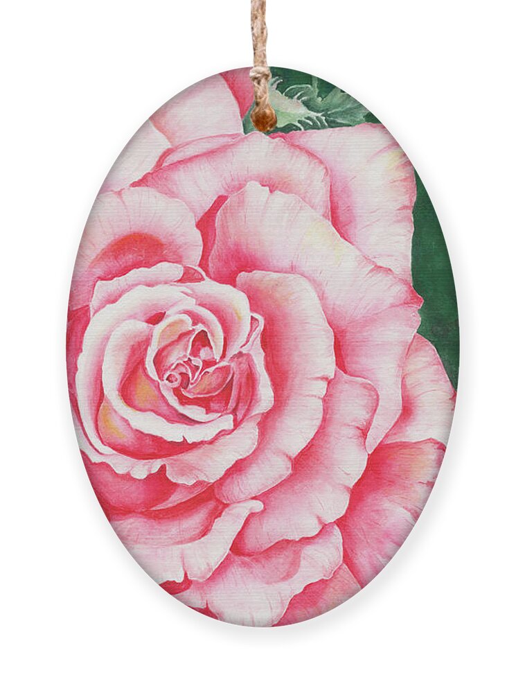 Rose Ornament featuring the painting Full Bloom by Lori Taylor