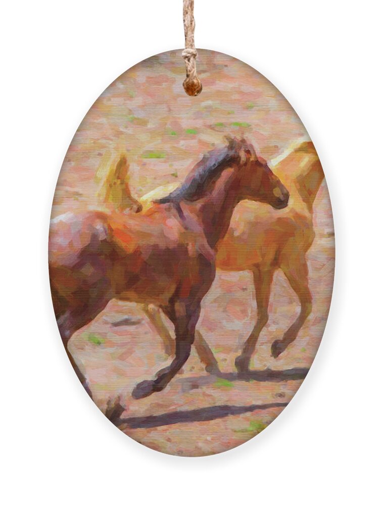 Texas Ornament featuring the digital art Galloping Horses by SR Green