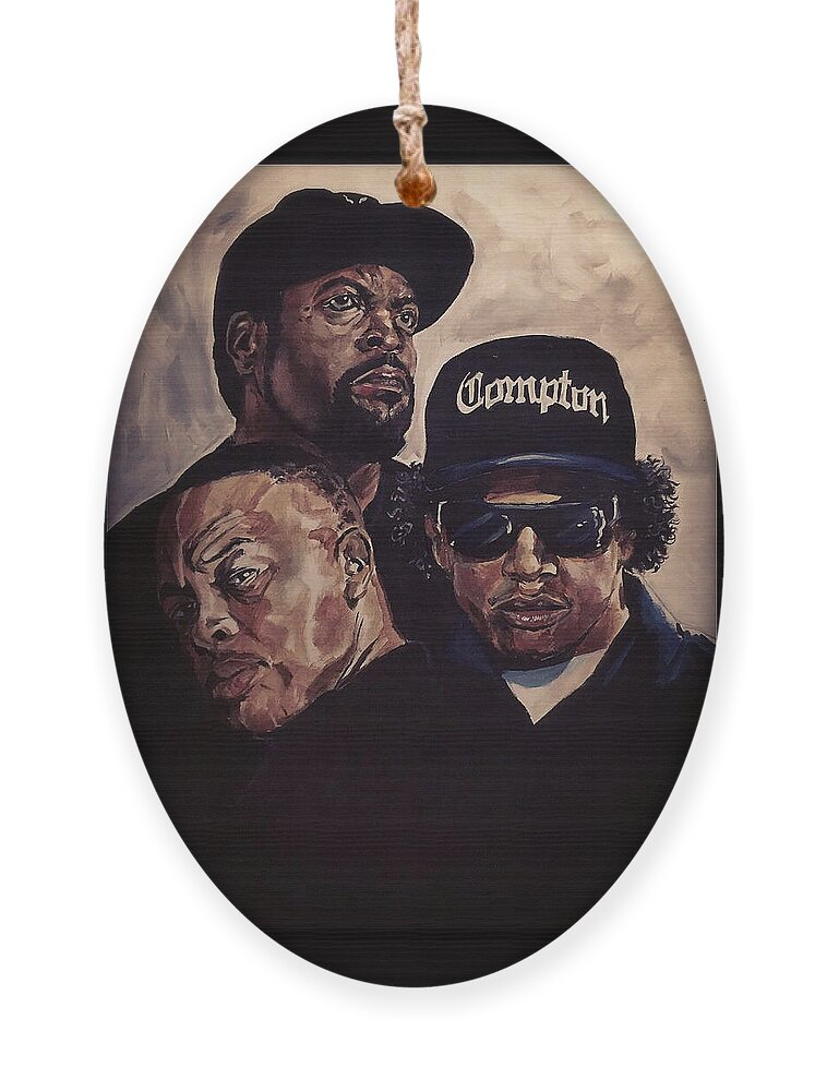 Portrait Ornament featuring the painting Gangsta Trinity by Joel Tesch