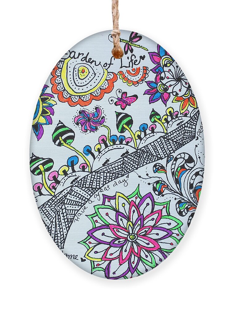 Zentangle Ornament featuring the drawing Garden Of Life by Carole Brecht