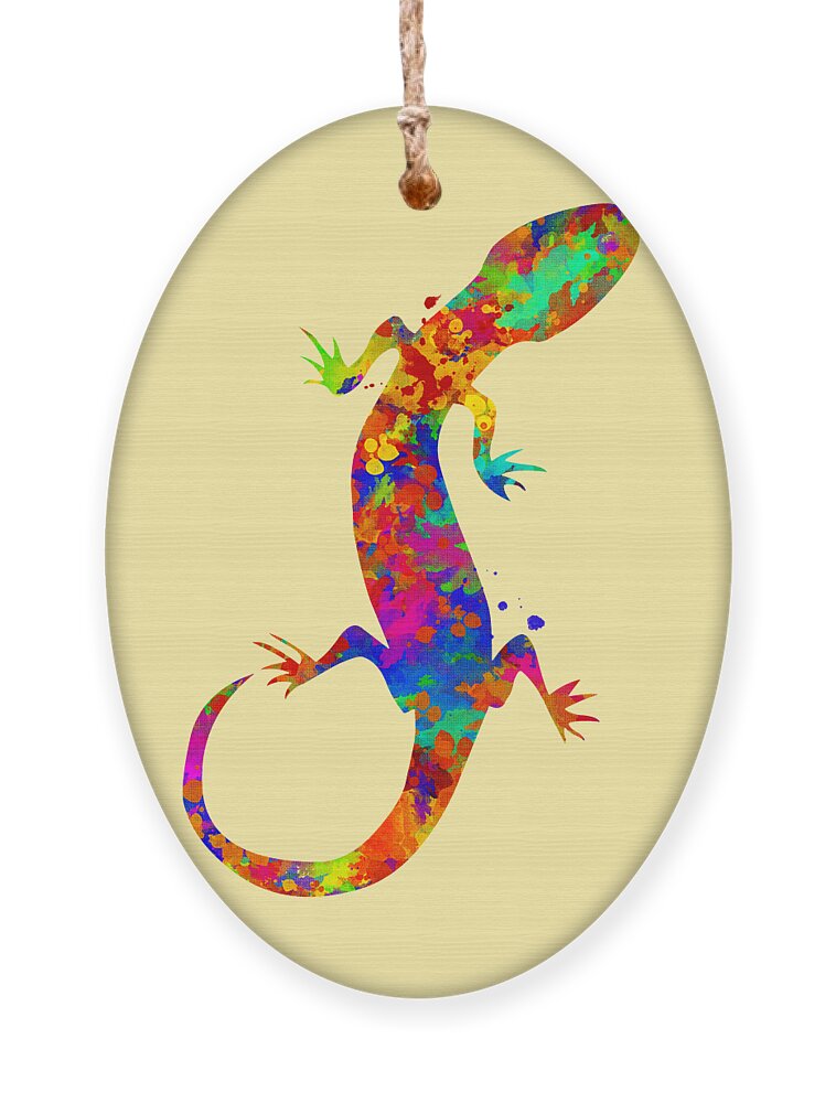 Gecko Ornament featuring the mixed media Gecko Watercolor Art by Christina Rollo