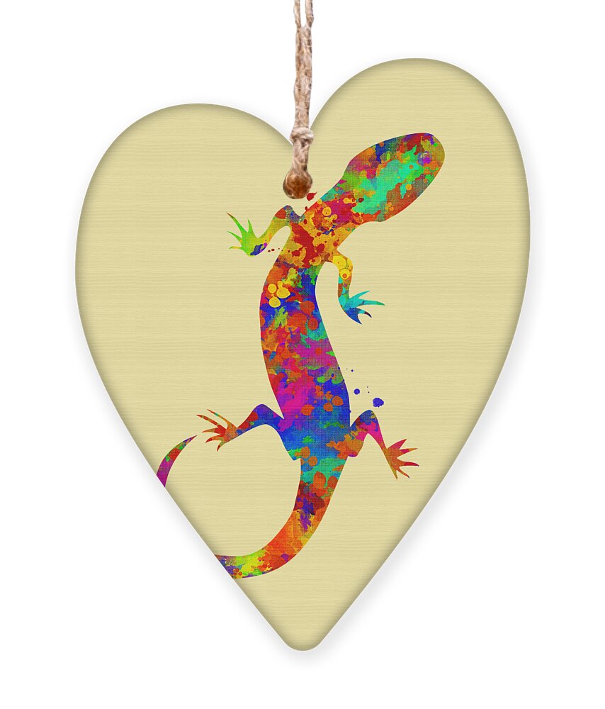 Gecko Ornament featuring the mixed media Gecko Watercolor Art by Christina Rollo
