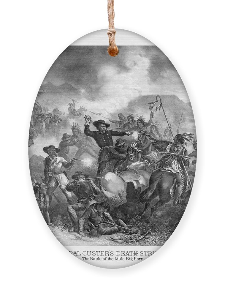 General Custer Ornament featuring the drawing General Custer's Death Struggle by War Is Hell Store