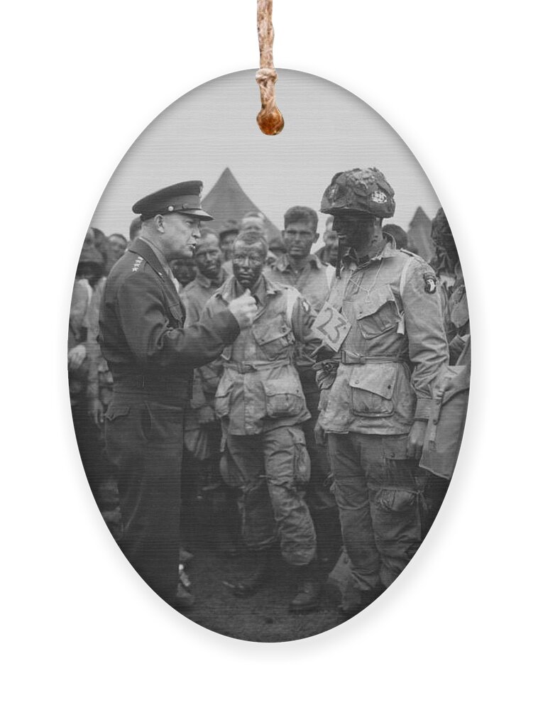 101st Airborne Division Ornament featuring the photograph General Eisenhower on D-Day by War Is Hell Store