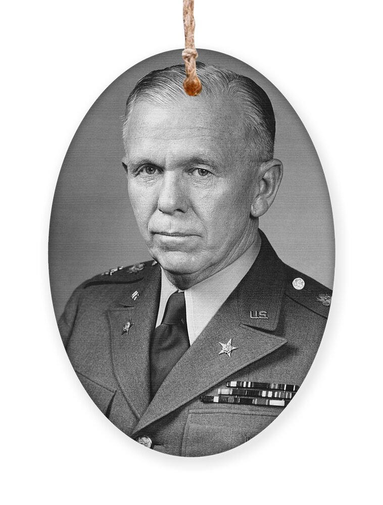George Marshall Ornament featuring the photograph General George Marshall by War Is Hell Store