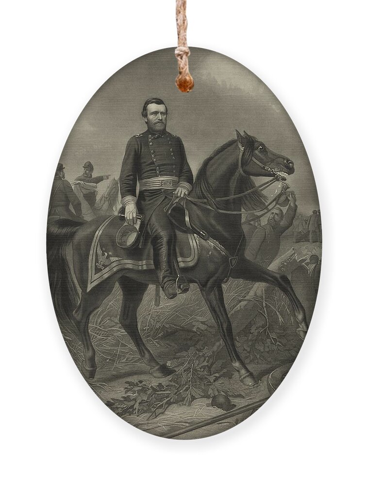 Civil War Ornament featuring the painting General Grant On Horseback by War Is Hell Store