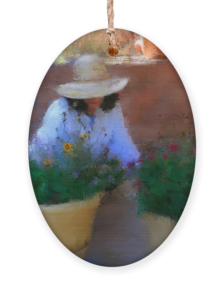 Woman Ornament featuring the painting Gently Does It by Colleen Taylor