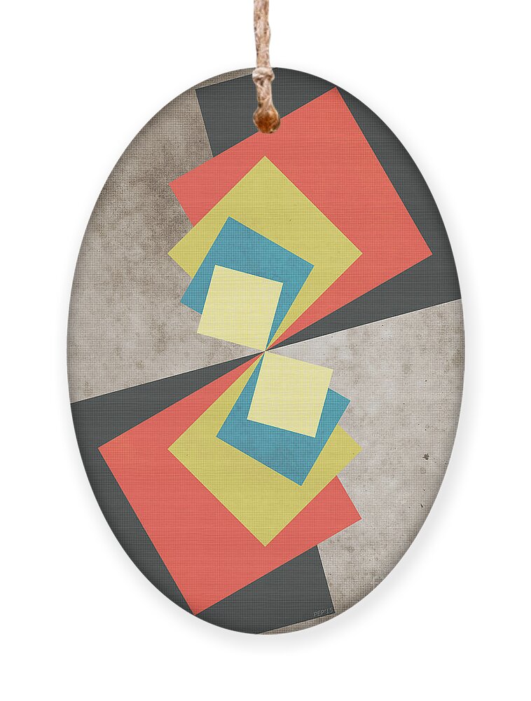 Graphic Ornament featuring the digital art Geometric Grunge Squares by Phil Perkins