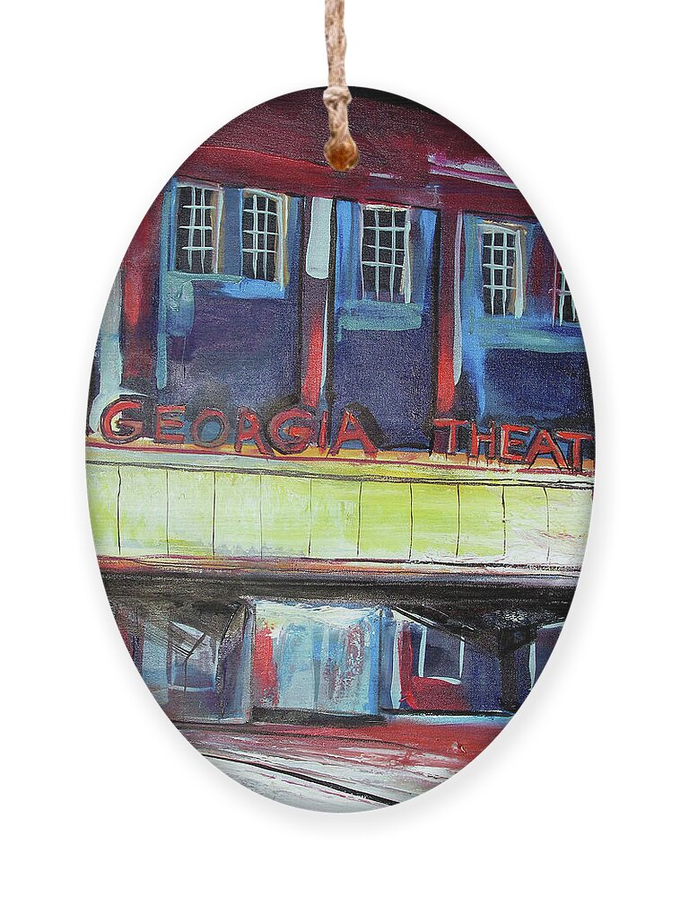 Georgia Theatre Ornament featuring the painting Georgia Theatre by John Gholson