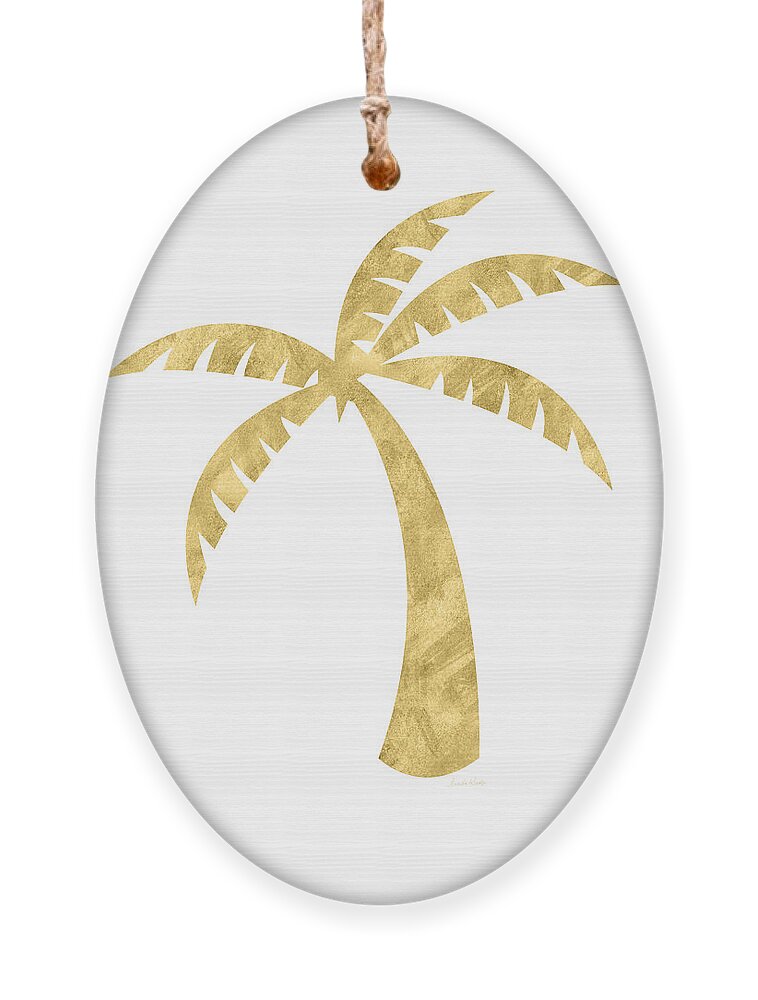 Palm Tree Ornament featuring the mixed media Gold Palm Tree- Art by Linda Woods by Linda Woods