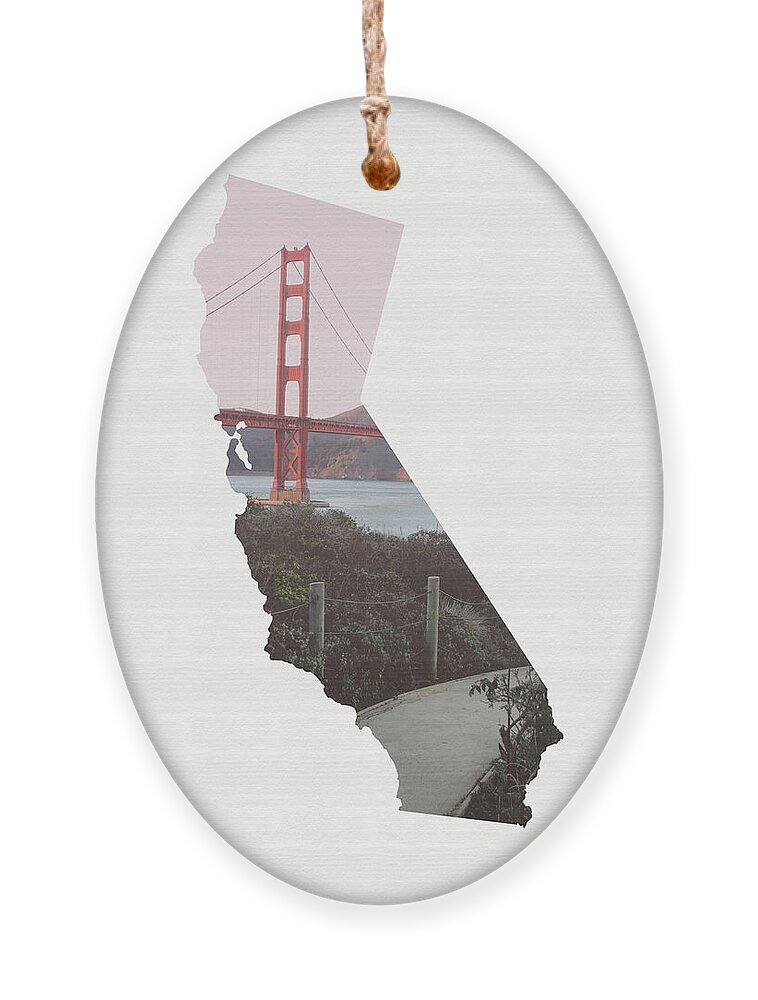 California Ornament featuring the mixed media Golden Gate Bridge California- Art by Linda Woods by Linda Woods