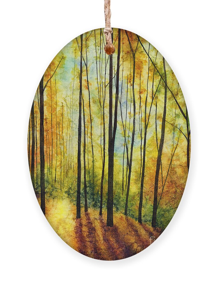 Yellow Ornament featuring the painting Golden Light by Hailey E Herrera