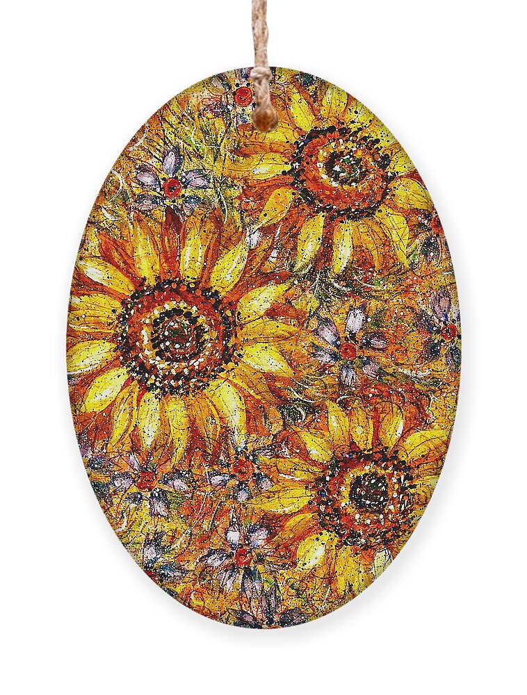 Sunflowers Ornament featuring the painting Golden Sunflower by Natalie Holland