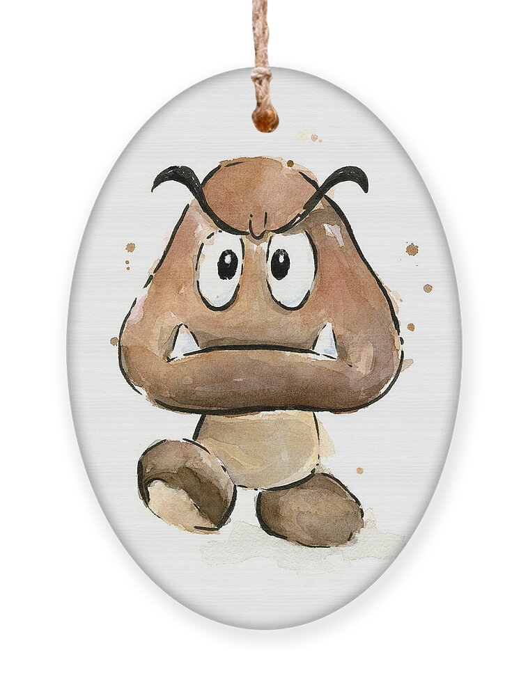 Goomba Ornament featuring the painting Goomba Watercolor by Olga Shvartsur