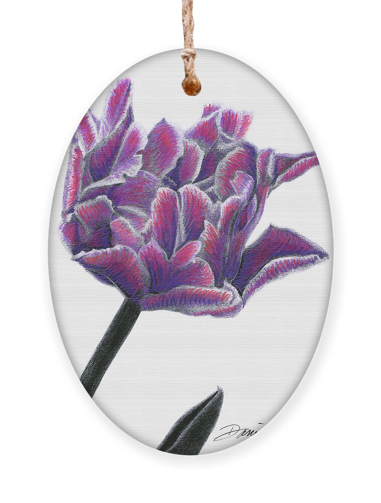 Grace Ornament featuring the drawing Grace In Violets by Darin Jones