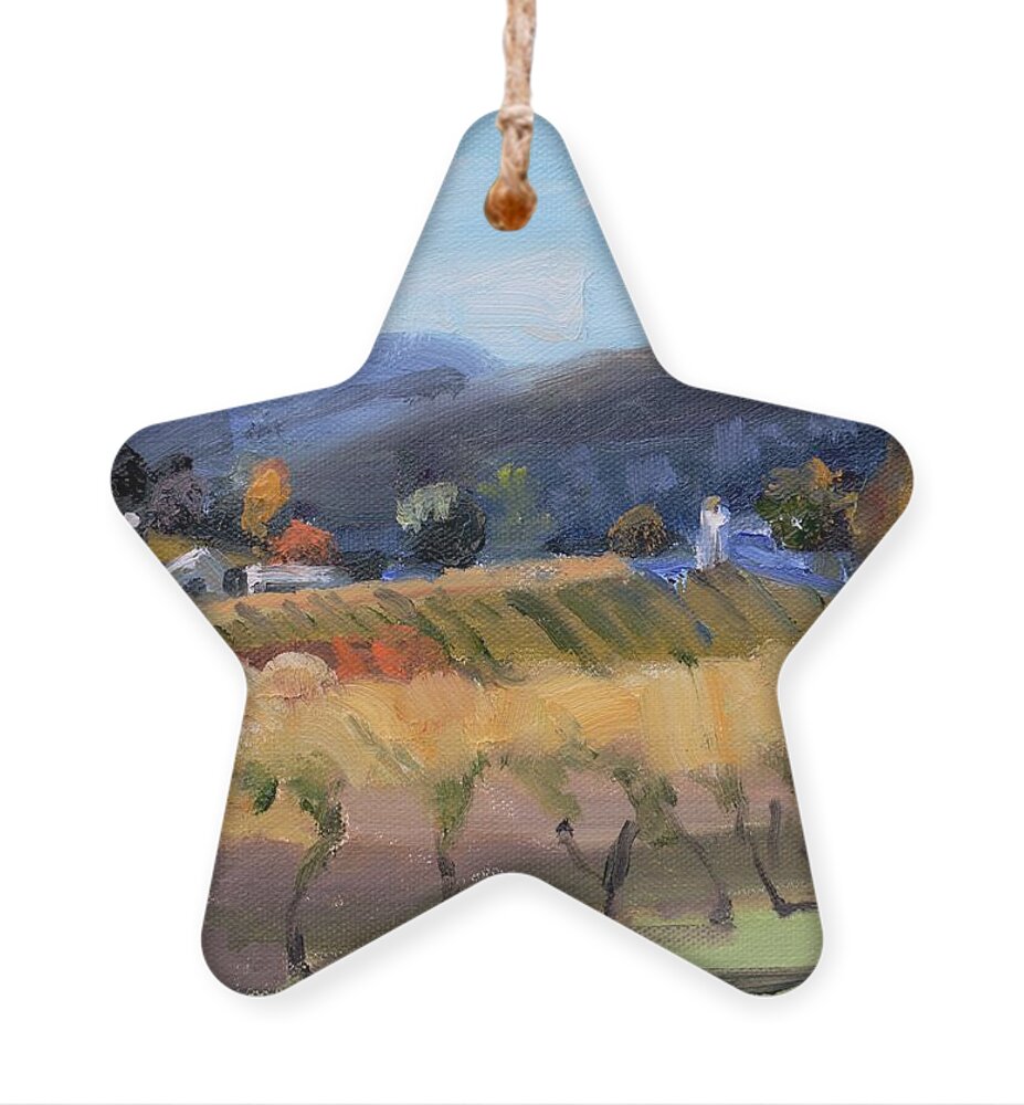 Grace Estate Ornament featuring the painting Grace Estate Winery Charlottesville VA by Donna Tuten