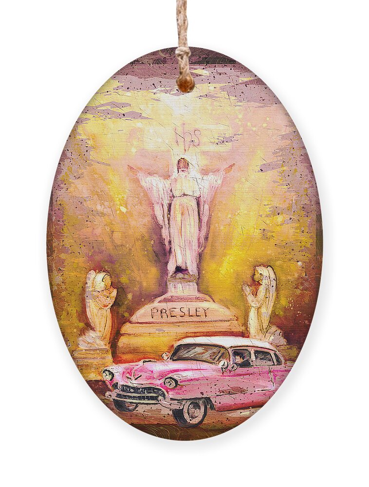 Travel Ornament featuring the painting Graceland Authentic Madness by Miki De Goodaboom