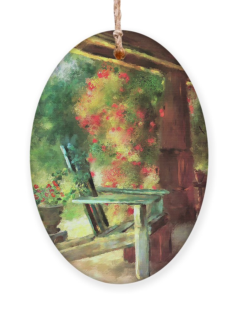 Porch Ornament featuring the digital art Gramma's Front Porch by Lois Bryan