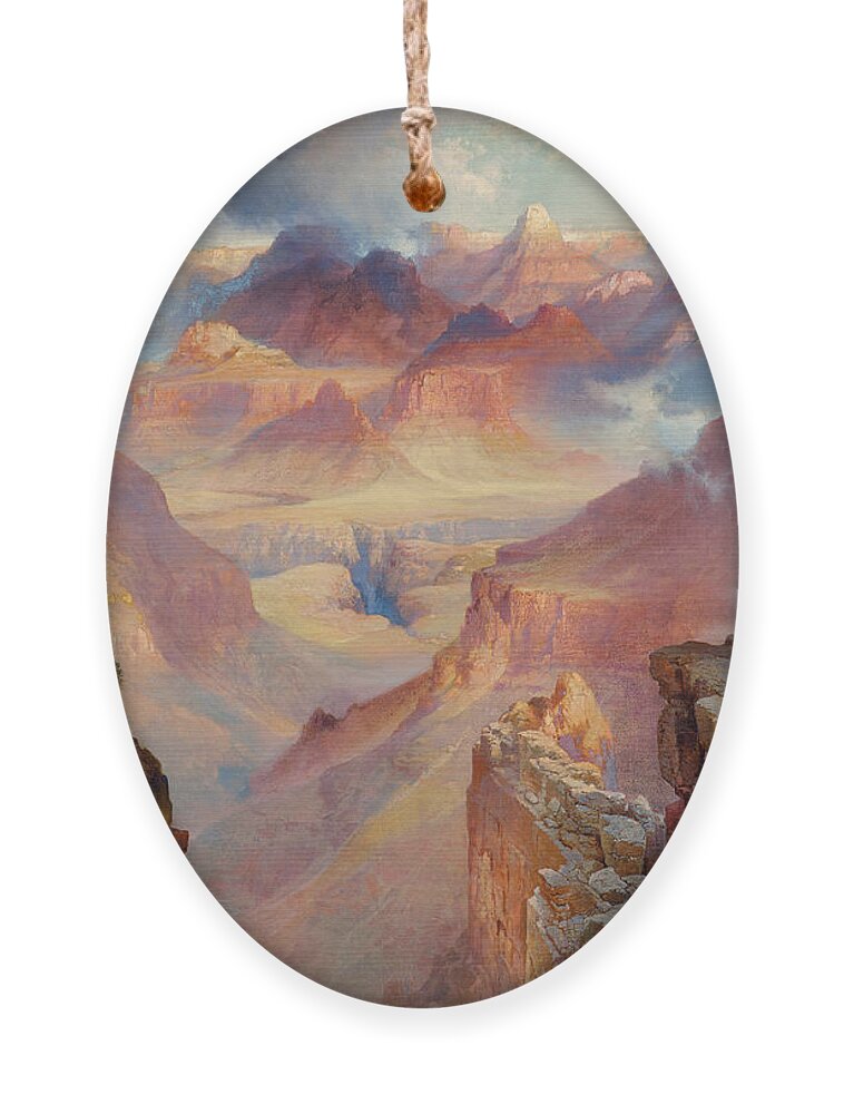 Thomas Moran Ornament featuring the painting Grand Canyon of Arizona at Sunset by Thomas Moran