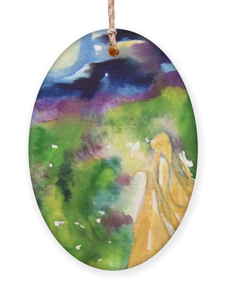 Angel Ornament featuring the painting Gratitude by Julie Engelhardt