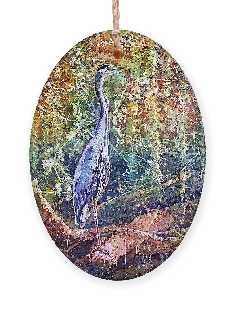 Heron Ornament featuring the painting Great Blue Heron by Hailey E Herrera