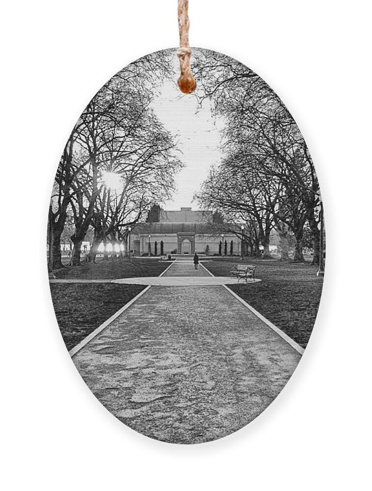 Seattle Ornament featuring the photograph Green Lake Community Center Black and White by Pelo Blanco Photo