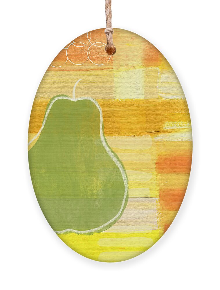 Pear Ornament featuring the painting Green Pear- Art by Linda Woods by Linda Woods