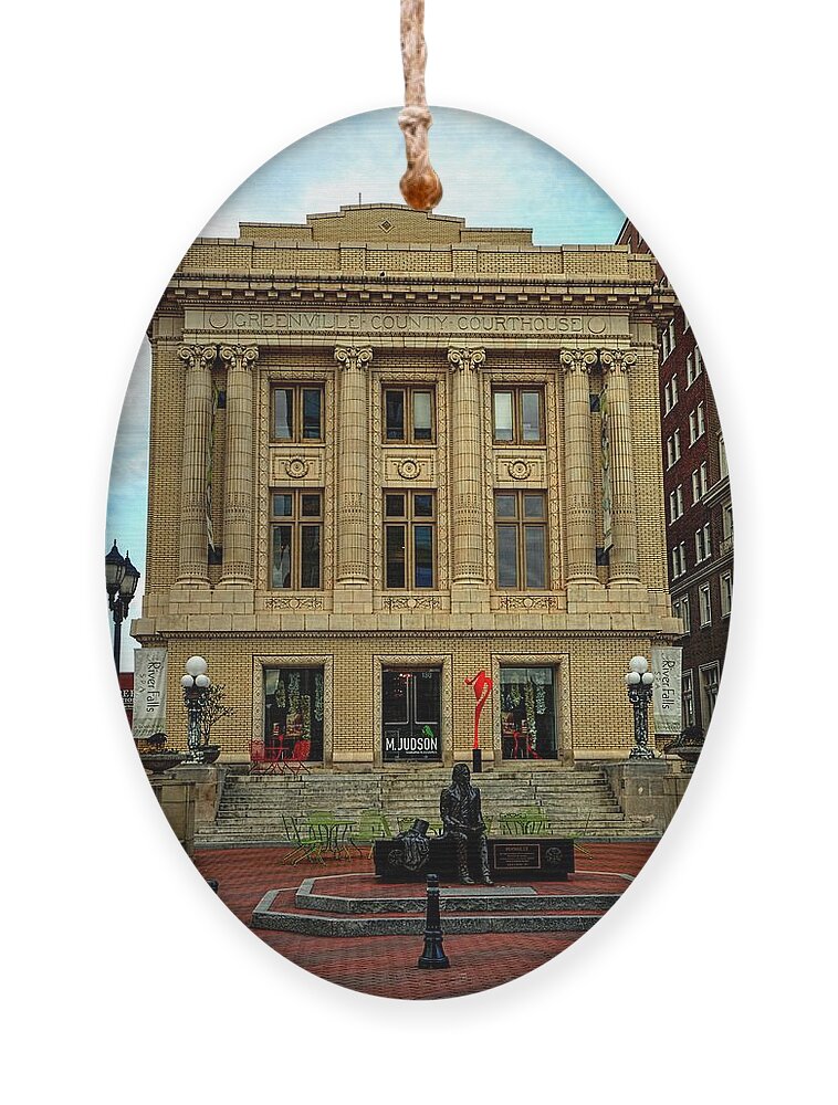 Greenville Ornament featuring the photograph Greenville County Courthouse by Carol Montoya