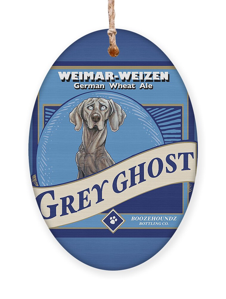 Beer Ornament featuring the drawing Grey Ghost Weimar-Weizen Wheat Ale by Canine Caricatures By John LaFree