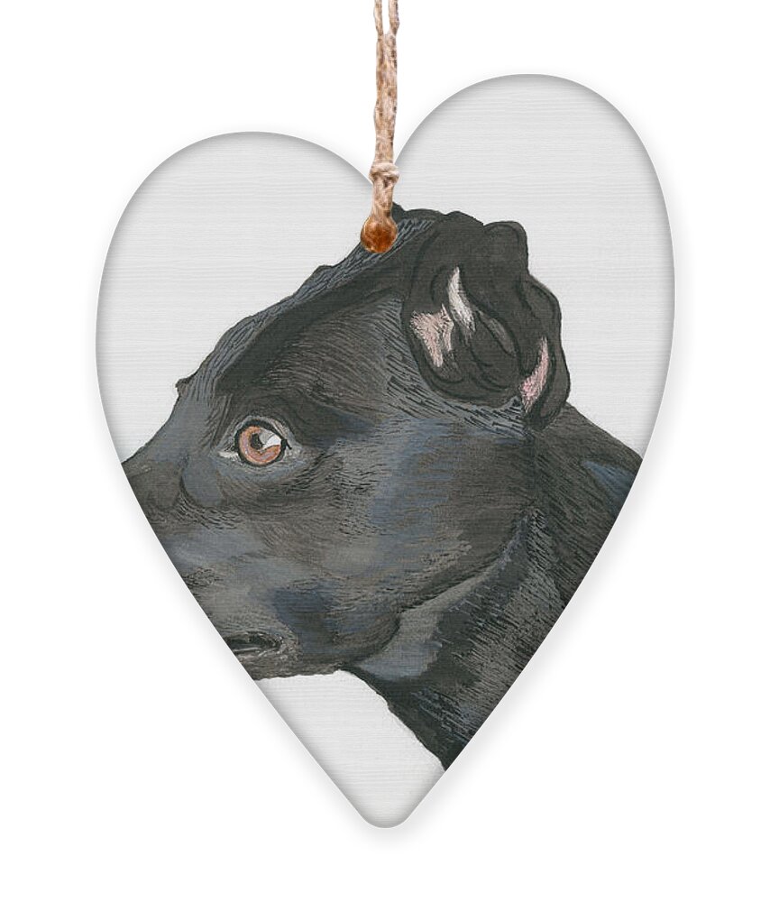 Greyhound Ornament featuring the painting Greyhound by Yvonne Johnstone