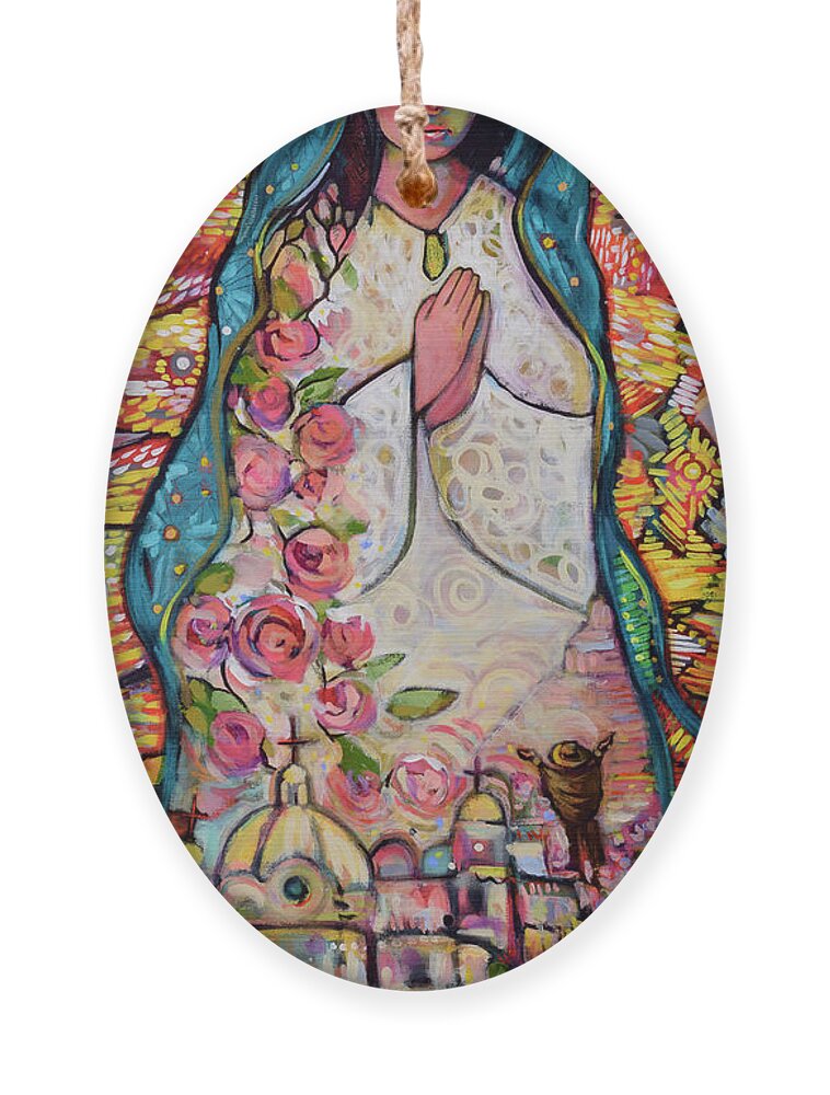 Jen Norton Ornament featuring the painting Guadalupe by Jen Norton