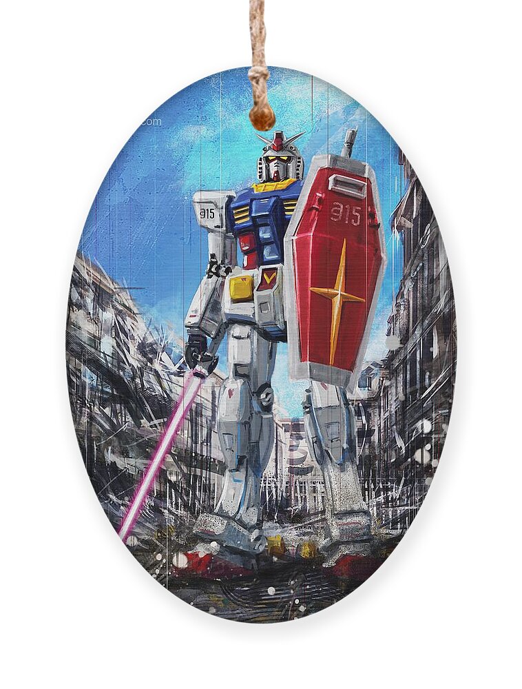 Sci-fi Ornament featuring the digital art Gundam Lingotto Saber by Andrea Gatti