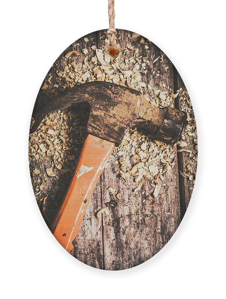 Carpentry Ornament featuring the photograph Hammer details in carpentry by Jorgo Photography