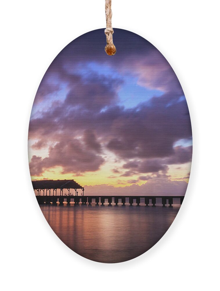 Hanalei Pier Ornament featuring the photograph Hanalei Pier by James Eddy