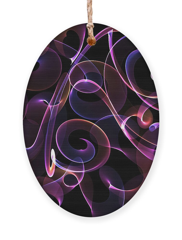Rhapsody Ornament featuring the painting Happiness in Pink and Gold on Black Background by Barefoot Bodeez Art