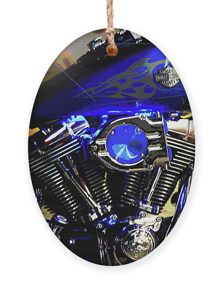 Harley Davidson Ornament featuring the photograph Harleys Twins by DigiArt Diaries by Vicky B Fuller