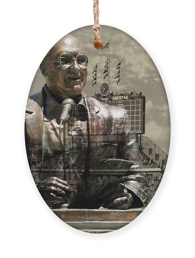 Harry Caray Statue With Historic Wrigley Scoreboard In Heirloom Ornament by  Thomas Woolworth - Pixels