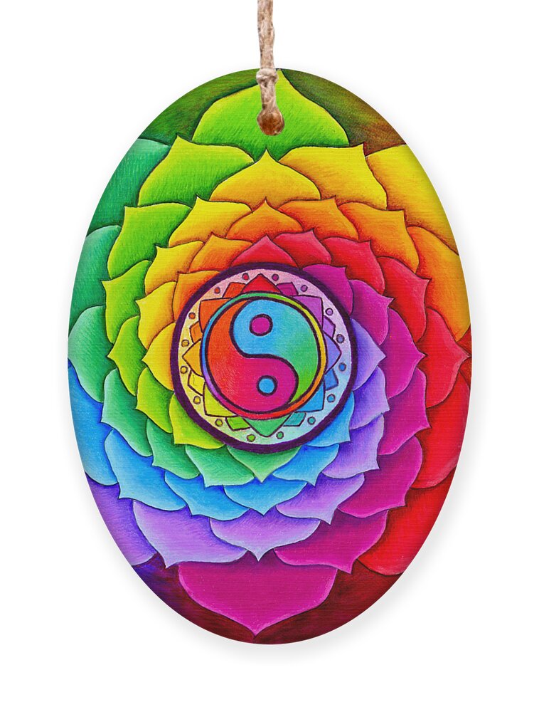 Mandala Ornament featuring the drawing Healing Lotus by Rebecca Wang