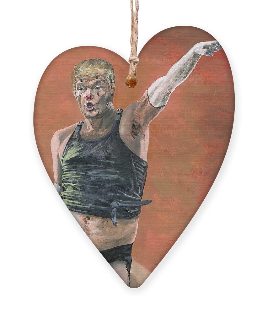 Clown Ornament featuring the painting Heil Trumpf by Matthew Mezo