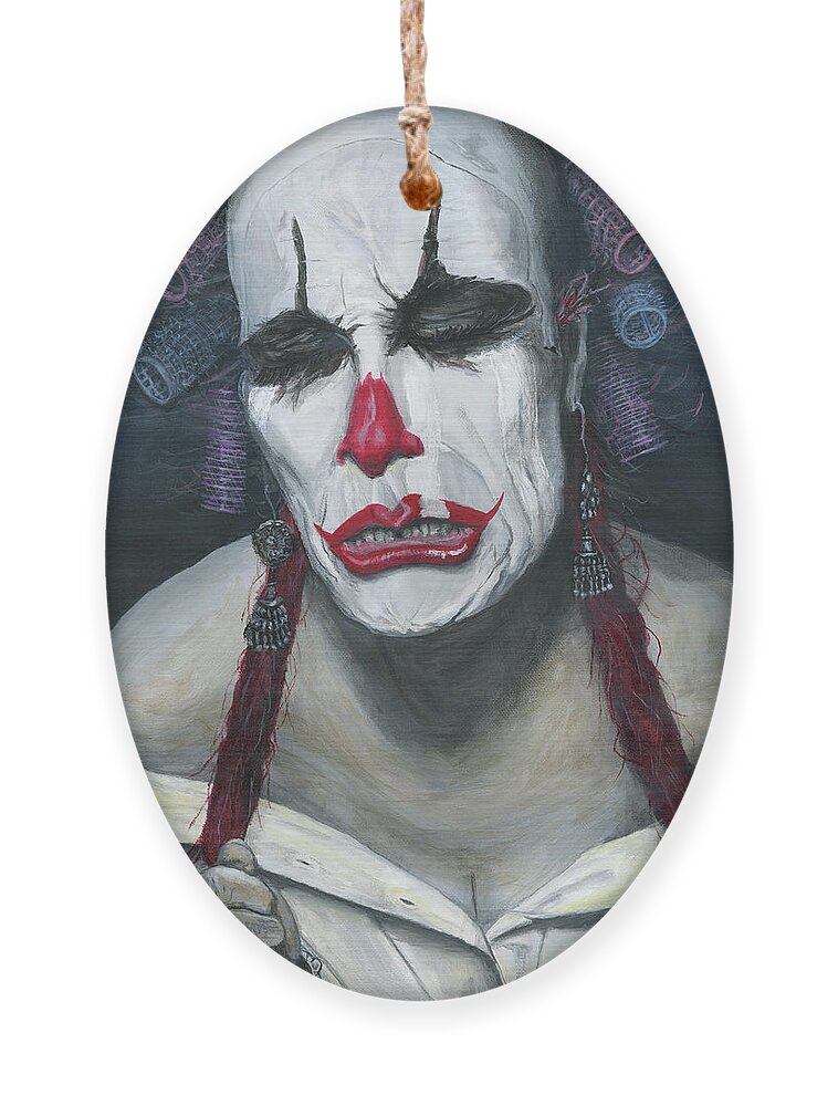 Clown Ornament featuring the painting Her Tears by Matthew Mezo