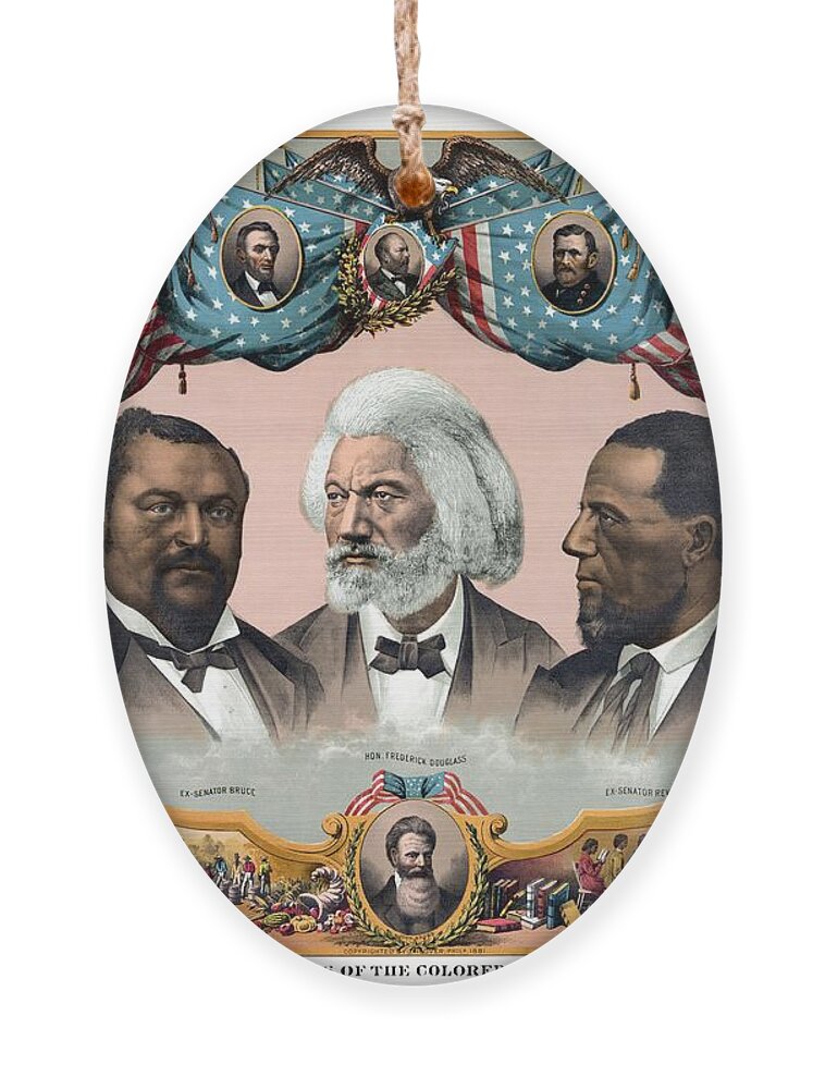 Black History Ornament featuring the painting Heroes Of African American History - 1881 by War Is Hell Store