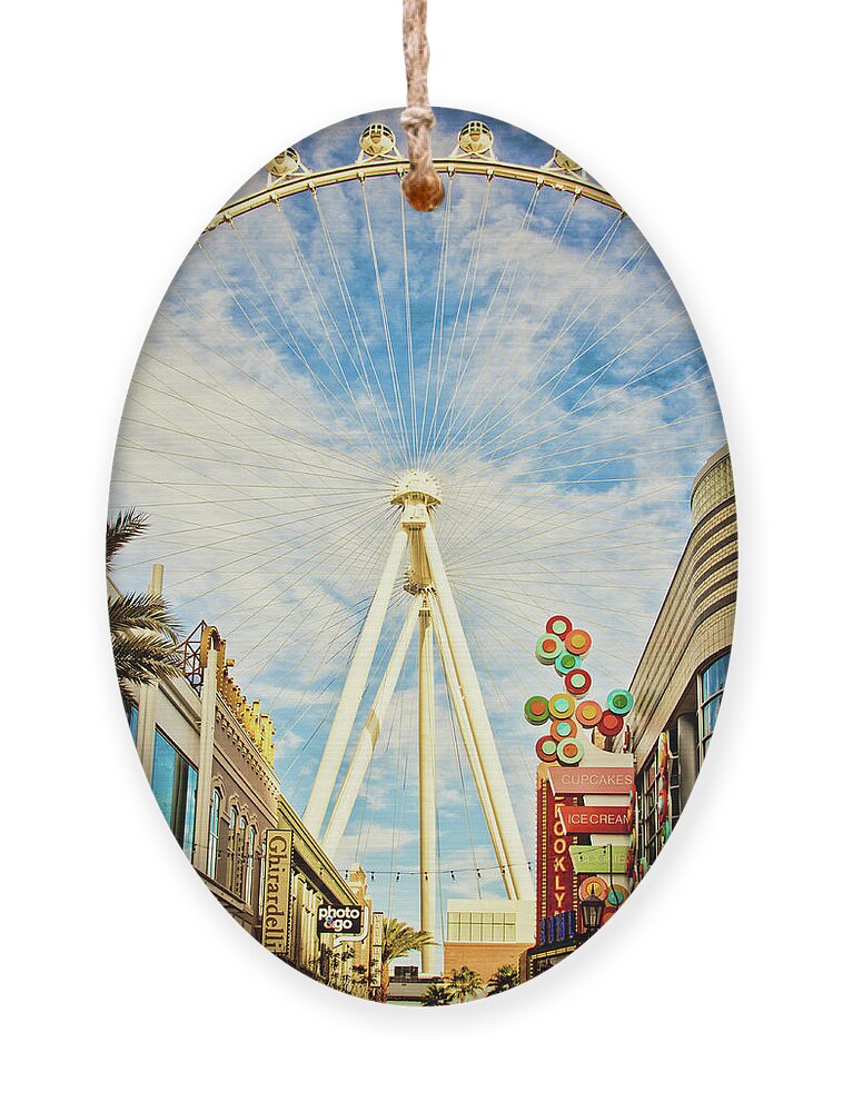 High Roller Wheel Ornament featuring the photograph High Roller Wheel, Las Vegas by Tatiana Travelways