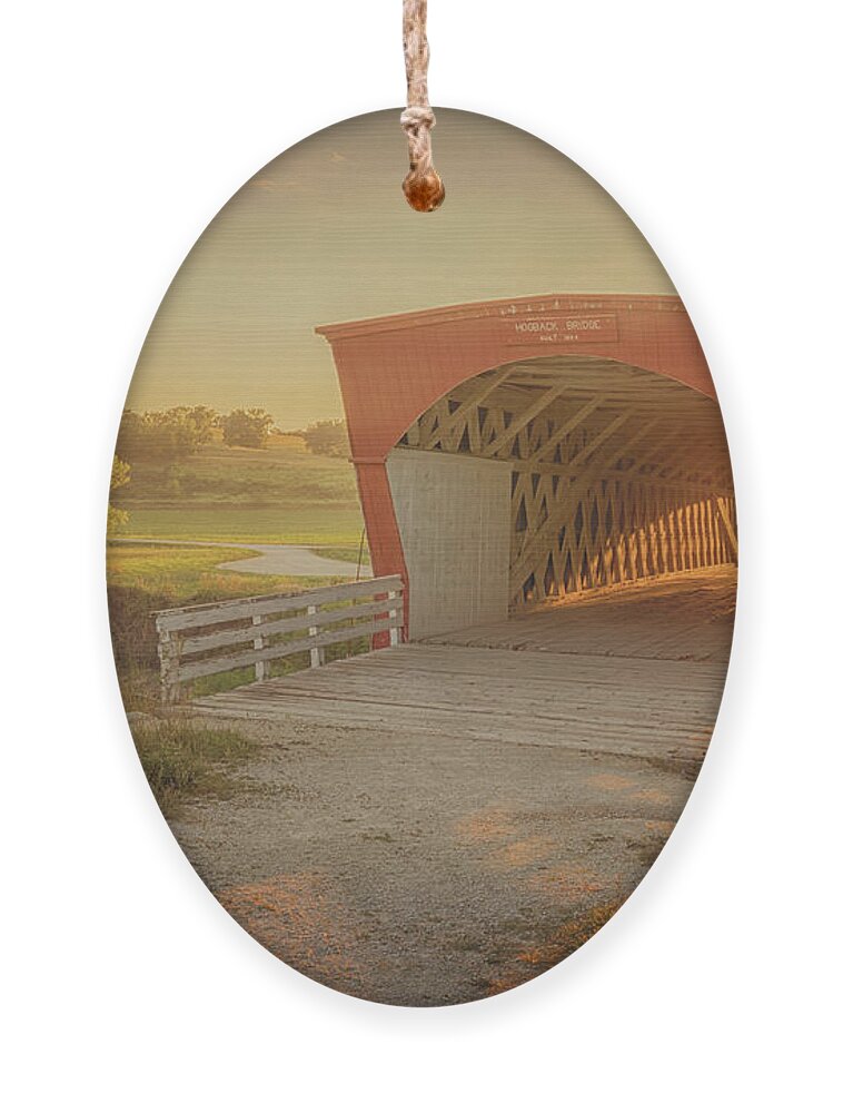 Hogback Bridge Ornament featuring the photograph Hogback Covered Bridge by Susan Rissi Tregoning