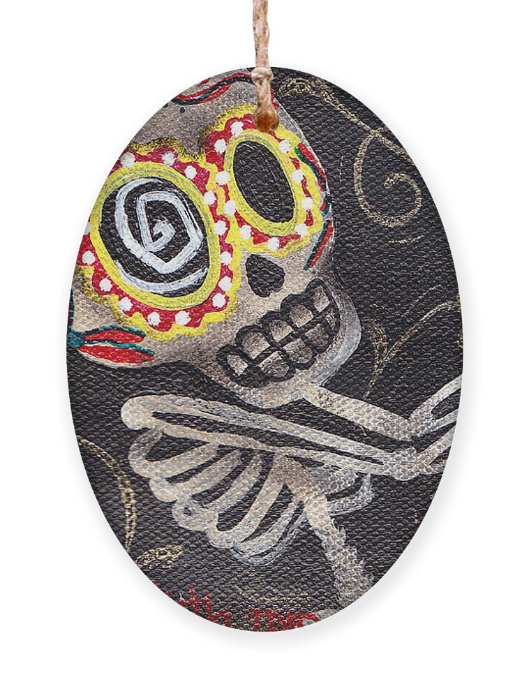 Day Of The Dead Ornament featuring the painting Holding Life by Abril Andrade