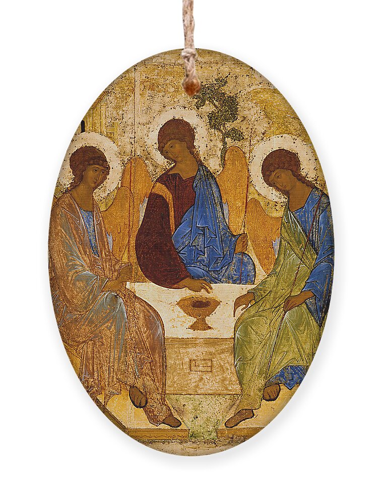 Andrei Rublev Ornament featuring the painting Holy Trinity. Troitsa by Andrei Rublev
